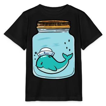 Whale, Fish, Alone, Loneliness, Feelings, Emotion, Tears - Stanley/Stella MINI CREATOR Kids’ T-Shirt - black - Front - Mikhail (115cm)