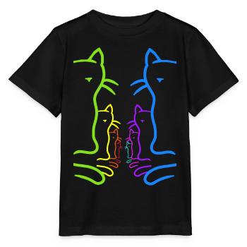 Retro Katzen minimalistisch Katze Vintage 80er - Stanley/Stella Kinder T-Shirt MINI CREATOR  - Schwarz - Vorne - Mikhail (115cm)