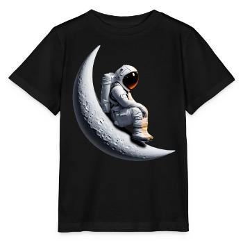Astronaut im Halbmond - Stanley/Stella Kinder T-Shirt MINI CREATOR  - Schwarz - Vorne - Mikhail (115cm)