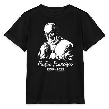 Papst Franziskus faltet die Hände und betet - Stanley/Stella Kinder T-Shirt MINI CREATOR  - Schwarz - Vorne - Mikhail (115cm)