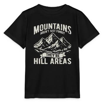 Mountains are hill areas - hilarious pun - Stanley/Stella Kinder T-Shirt MINI CREATOR  - Schwarz - Vorne - Mikhail (115cm)