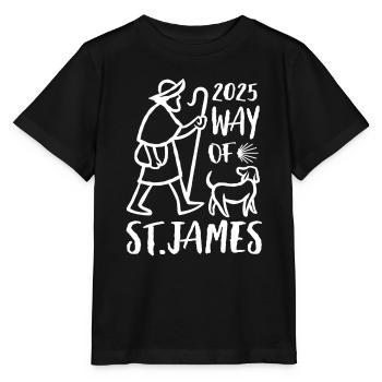 Pèlerinage 2025 - Chemin de Saint-Jacques - Chemin de Compostelle - T-shirt bio MINI CREATOR Stanley/Stella Enfant - noir - Devant - Mikhail (115cm)