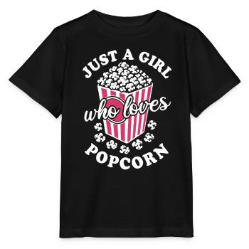 Juste une fille qui aime le pop-corn - croustillant et délicieux - T-shirt bio MINI CREATOR Stanley/Stella Enfant - noir - Devant - Mikhail (115cm)