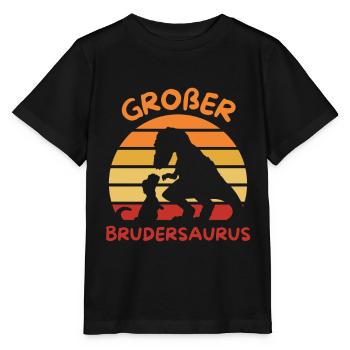 großer Brudersaurus Dino großer Bruder - Stanley/Stella Kinder T-Shirt MINI CREATOR  - Schwarz - Vorne - Mikhail (115cm)