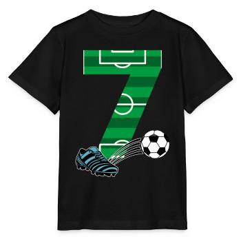 7. Geburtstag Fußball - Stanley/Stella Kinder T-Shirt MINI CREATOR  - Schwarz - Vorne - Mikhail (115cm)
