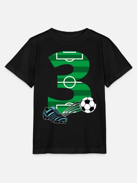 3rd Birthday Football - Stanley/Stella MINI CREATOR Kids’ T-Shirt - black