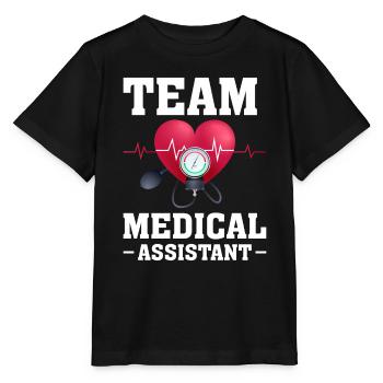Team Medizinische Fachangestellte Herzschlag - Stanley/Stella Kinder T-Shirt MINI CREATOR  - Schwarz - Vorne - Mikhail (115cm)
