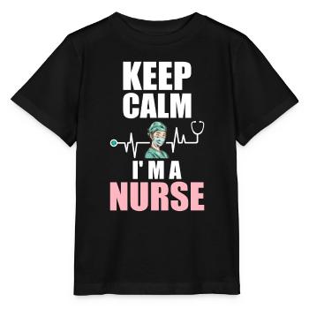 Keep Calm I' M A Nurse Heartbeat Doctor Health - Stanley/Stella MINI CREATOR Kids’ T-Shirt - black - Front - Mikhail (115cm)
