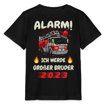 Alarm - ich werde großer Bruder 2023 Feuerwehr - Stanley/Stella Kinder T-Shirt MINI CREATOR  - Schwarz - Vorne - Mikhail (115cm)