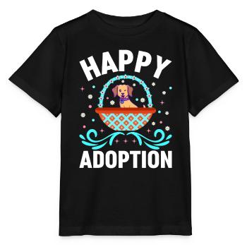 Happy Adoption Adoptionstag Hund Adoption Welpe - Stanley/Stella Kinder T-Shirt MINI CREATOR  - Schwarz - Vorne - Mikhail (115cm)