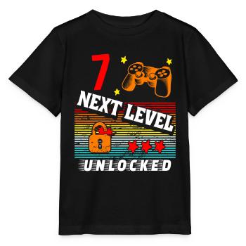 7th birthday level unlocked - Stanley/Stella MINI CREATOR Kids’ T-Shirt - black - Front - Mikhail (115cm)