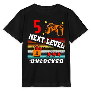 5. Geburtstag Level freigeschaltet - Stanley/Stella Kinder T-Shirt MINI CREATOR  - Schwarz - Vorne - Mikhail (115cm)