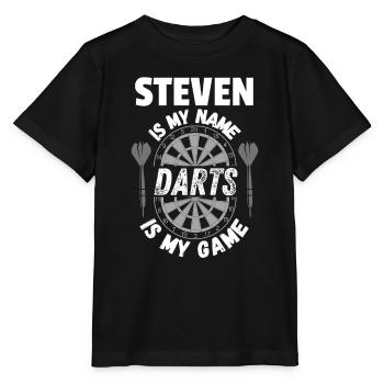 Dart-Merchandise im Namen für Steven, Dartsport - Stanley/Stella Kinder T-Shirt MINI CREATOR  - Schwarz - Vorne - Mikhail (115cm)