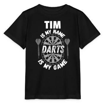 Personalised dart shirt design for darts player Tim - Stanley/Stella MINI CREATOR Kids’ T-Shirt - black - Front - Mikhail (115cm)