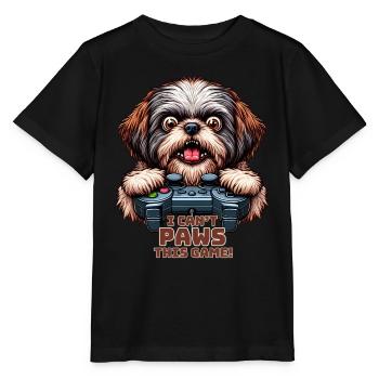 Dog gamers, Dog game freak shih tzu - T-shirt bio MINI CREATOR Stanley/Stella Enfant - noir - Devant - Mikhail (115cm)