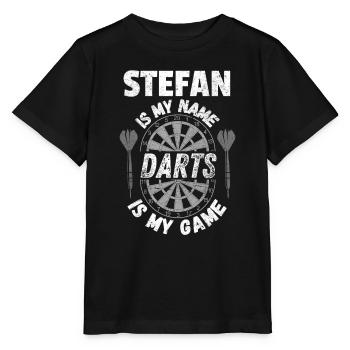Darts design by Stefan's name. Darts Gifts - Stanley/Stella MINI CREATOR Kids’ T-Shirt - black - Front - Mikhail (115cm)