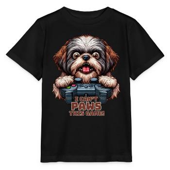 Dog gamers, Dog game freak shih tzu - T-shirt bio MINI CREATOR Stanley/Stella Enfant - noir - Devant - Mikhail (115cm)