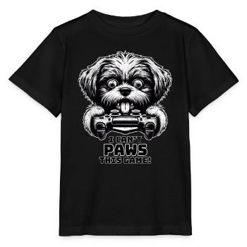 Verrückte Shih Tsu Hunde-Gamefreak-Gamer - Stanley/Stella Kinder T-Shirt MINI CREATOR  - Schwarz - Vorne - Mikhail (115cm)