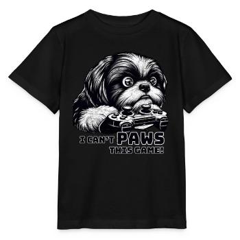Amateur de ShihTzu, maniaque des jeux vidéo, joueurs - T-shirt bio MINI CREATOR Stanley/Stella Enfant - noir - Devant - Mikhail (115cm)