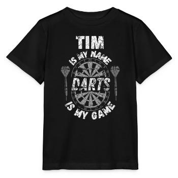 T-shirt de fléchettes personnalisé pour Tim - T-shirt bio MINI CREATOR Stanley/Stella Enfant - noir - Devant - Mikhail (115cm)