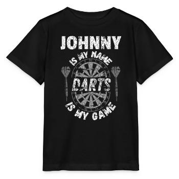 Personalisiertes Dartspieler-Design Johnny - Stanley/Stella Kinder T-Shirt MINI CREATOR  - Schwarz - Vorne - Mikhail (115cm)