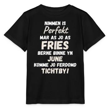 Frison né en juin. Texte d’anniversaire frison - T-shirt bio MINI CREATOR Stanley/Stella Enfant - noir - Devant - Mikhail (115cm)
