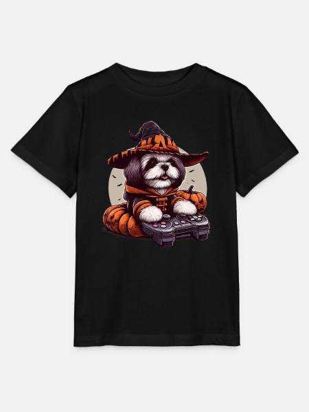 Halloween Shih Tzu Hund Zauberer Gamer - Stanley/Stella Kinder T-Shirt MINI CREATOR - Schwarz