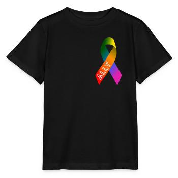 Queer Community Ally Schleife - Stanley/Stella Kinder T-Shirt MINI CREATOR  - Schwarz - Vorne - Mikhail (115cm)