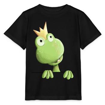 Sweet Frog Prince - Frog Cartoon - Stanley/Stella MINI CREATOR Kids’ T-Shirt - black - Front - Mikhail (115cm)