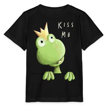 Kiss me Frog - Frog Prince - Comic - Stanley/Stella MINI CREATOR Kids’ T-Shirt - black - Front - Mikhail (115cm)
