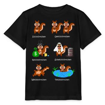 squirrels, rich squirrels, sheikh squirrels, - Stanley/Stella MINI CREATOR Kids’ T-Shirt - black - Front - Mikhail (115cm)