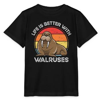 Life Is Better With Walruses Tusk Whiskers Marine - Stanley/Stella MINI CREATOR Kids’ T-Shirt - black - Front - Mikhail (115cm)