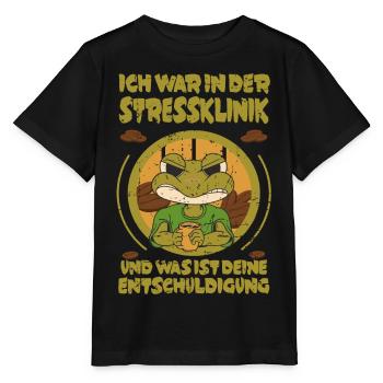 Frosch Stress Klinik - Stanley/Stella Kinder T-Shirt MINI CREATOR  - Schwarz - Vorne - Mikhail (115cm)