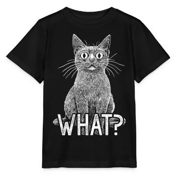 Katze Was Lustige Weiße Katze mit intensivem Horrorblick - Stanley/Stella Kinder T-Shirt MINI CREATOR  - Schwarz - Vorne - Mikhail (115cm)