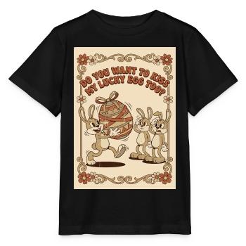 Lucky_Egg_Retro_Hasen - Stanley/Stella Kinder T-Shirt MINI CREATOR  - Schwarz - Vorne - Mikhail (115cm)