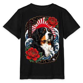 Berner Sennenhund im Japan Tattoo Stil - Stanley/Stella Kinder T-Shirt MINI CREATOR  - Schwarz - Vorne - Mikhail (115cm)