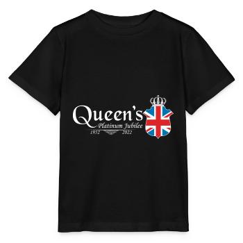 British Queen Monarchy Platinum Jubilee 70th yr - Stanley/Stella MINI CREATOR Kids’ T-Shirt - black - Front - Mikhail (115cm)