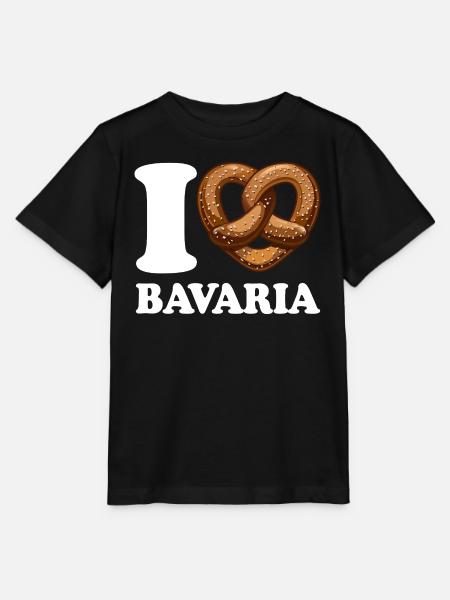 I Love Bavaria Brezel - Herz - Spruch - Stanley/Stella Kinder T-Shirt MINI CREATOR  - Schwarz