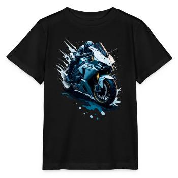 Sportmotorrad-Illustration - Stanley/Stella Kinder T-Shirt MINI CREATOR  - Schwarz - Vorne - Mikhail (115cm)