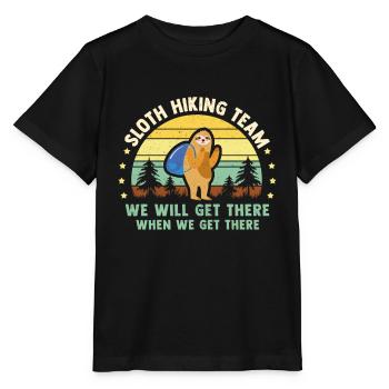 Hiking, hiking, hiking, mountaineering, sloth - Stanley/Stella MINI CREATOR Kids’ T-Shirt - black - Front - Mikhail (115cm)