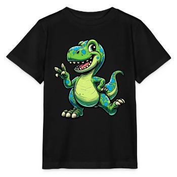 Saurier T-Rex Tyrannosaurus Urzeit Dino - Stanley/Stella Kinder T-Shirt MINI CREATOR  - Schwarz - Vorne - Mikhail (115cm)