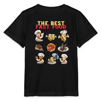 I like Fast Food, Kebeb, Tortilla, Charocal Grill - Stanley/Stella MINI CREATOR Kids’ T-Shirt - black - Front - Mikhail (115cm)