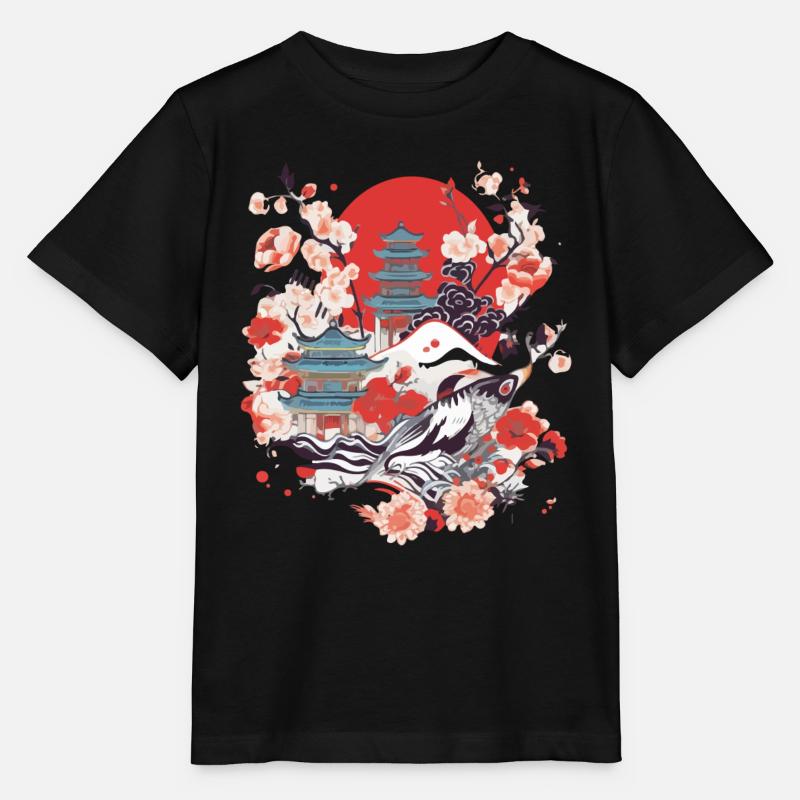 Folklore japonais - T-shirt bio MINI CREATOR Stanley/Stella Enfant - noir