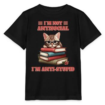 Clever Baby Cat - Stanley/Stella MINI CREATOR Kids’ T-Shirt - black - Front - Mikhail (115cm)