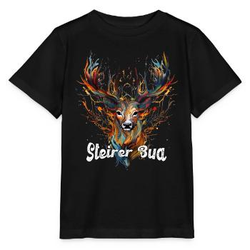 Steirer Bua mit Hirsch Steiermark Design Steirer - Stanley/Stella MINI CREATOR Kids’ T-Shirt - black - Front - Mikhail (115cm)