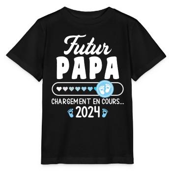 Dad to be 2024 Dad in Progress Pregnancy Announcement - Stanley/Stella MINI CREATOR Kids’ T-Shirt - black - Front - Mikhail (115cm)