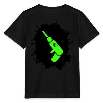 bohrmaschine klecks handwerker - Stanley/Stella Kinder T-Shirt MINI CREATOR  - Schwarz - Vorne - Mikhail (115cm)