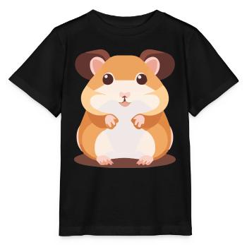 Süßer Hamster mit großen Augen - Stanley/Stella Kinder T-Shirt MINI CREATOR  - Schwarz - Vorne - Mikhail (115cm)