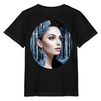 Belle femme combinée avec une scène de forêt - T-shirt bio MINI CREATOR Stanley/Stella Enfant - noir - Devant - Mikhail (115cm)