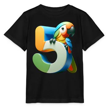 Children's Design – Parrot and Numbers - Stanley/Stella MINI CREATOR Kids’ T-Shirt - black - Front - Mikhail (115cm)